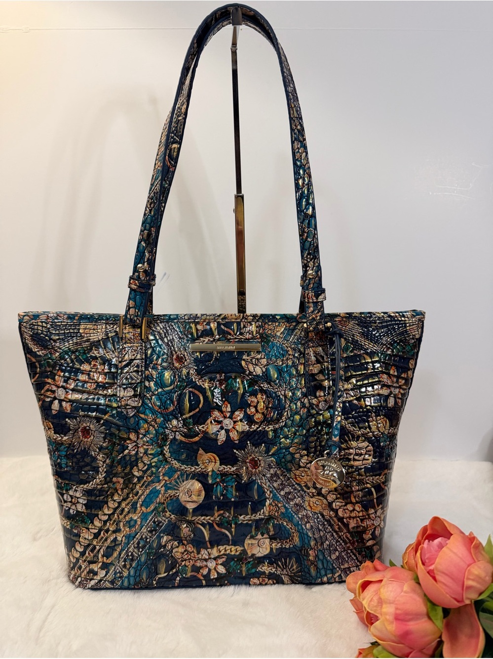 Brahmin medium Asher floral bejeweled